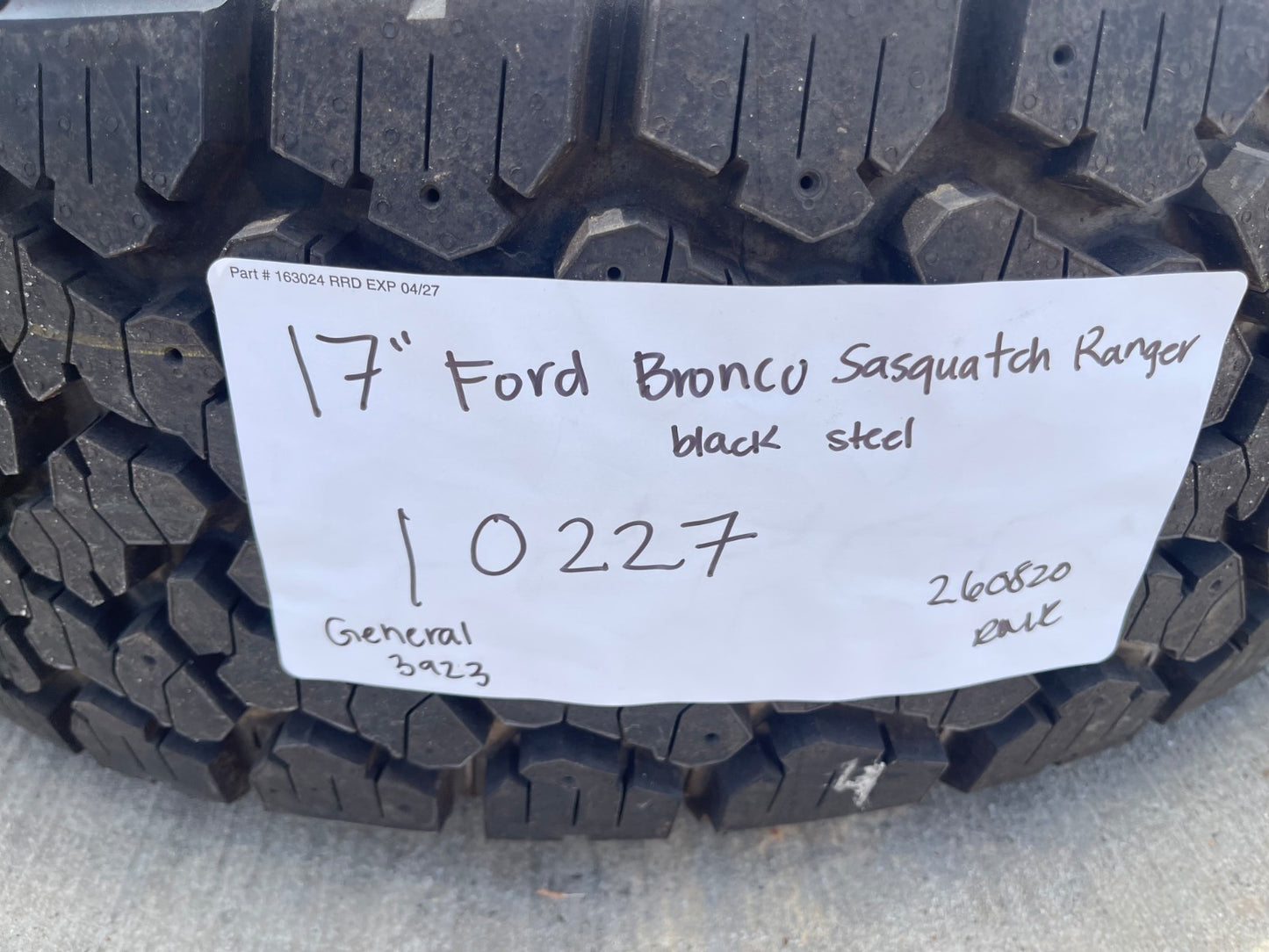 17" Ford Bronco wheels rims 10227 OEM Ranger 2023 2024 2025 2026 SET GENERAL A/T