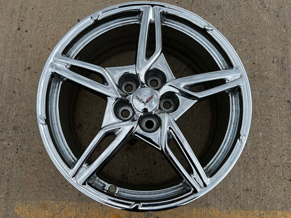 19" 19x8.5 Chevy Corvette C8 OEM wheel rim 14007 96704 FRONT CHROME