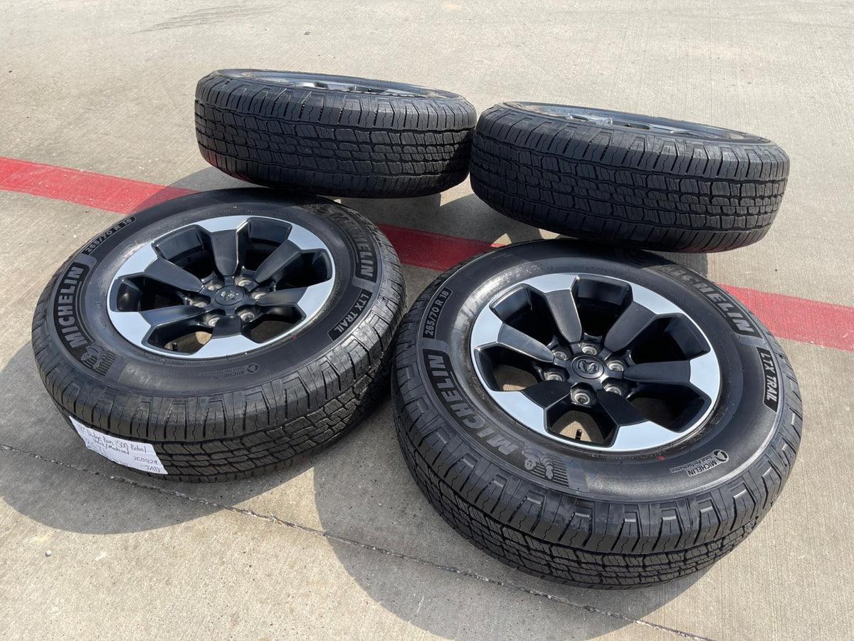 18" Dodge Ram 1500 Rebel Black OEM wheels rims 2671 2024 2025 2026 MICHELIN NEW