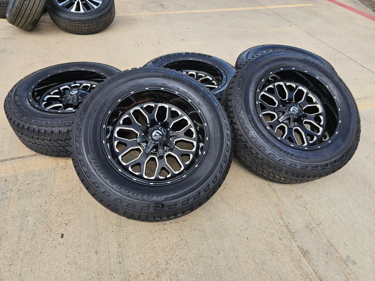 20" 20x10 FUEL Stroke D611 Ford F-250 F-350 wheels rims -18 SET BRIDGESTONE A/T