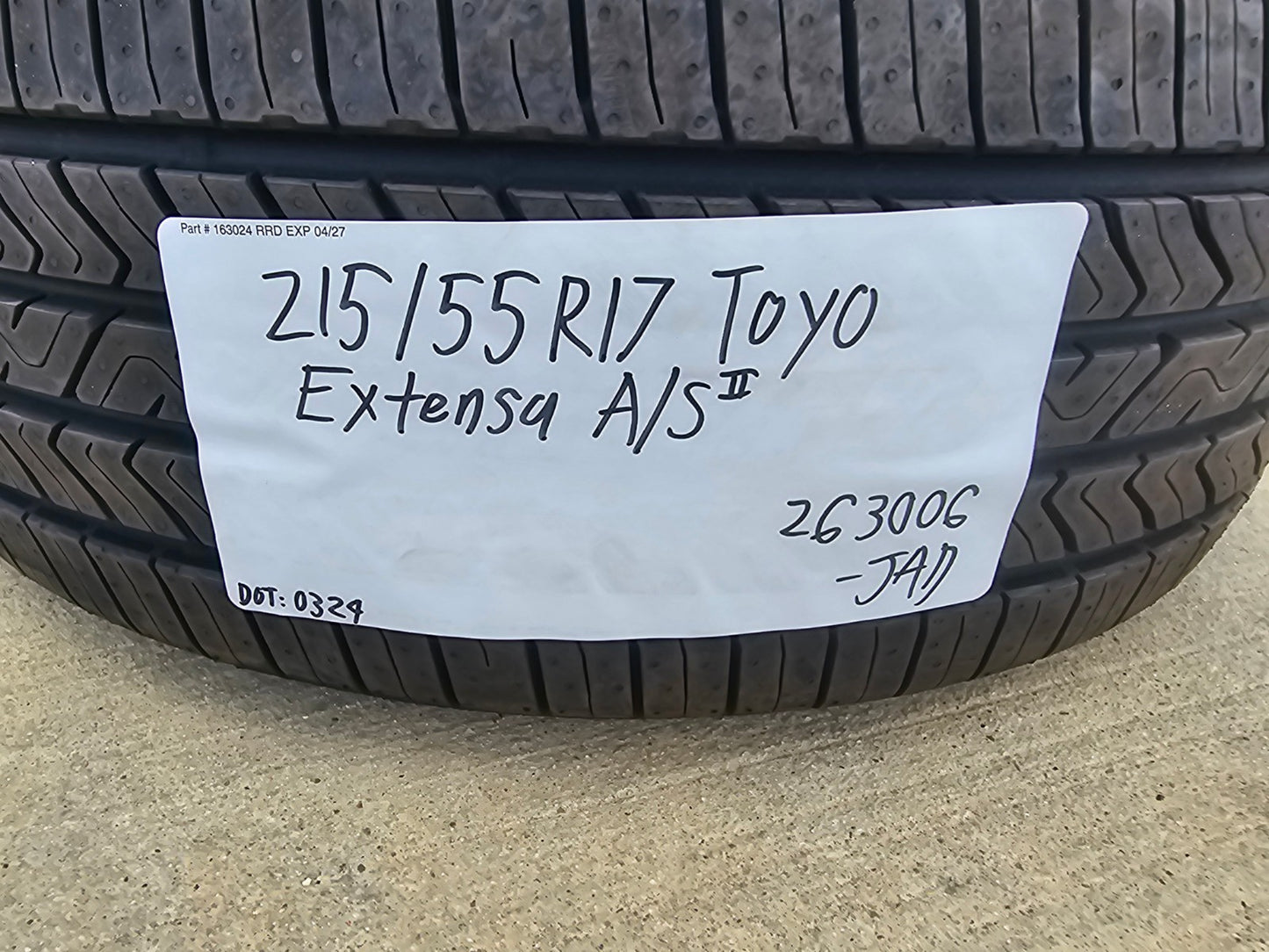 215/55/17 Toyo Extensa A/S 2 II tire 91H 215/55R17 NEW