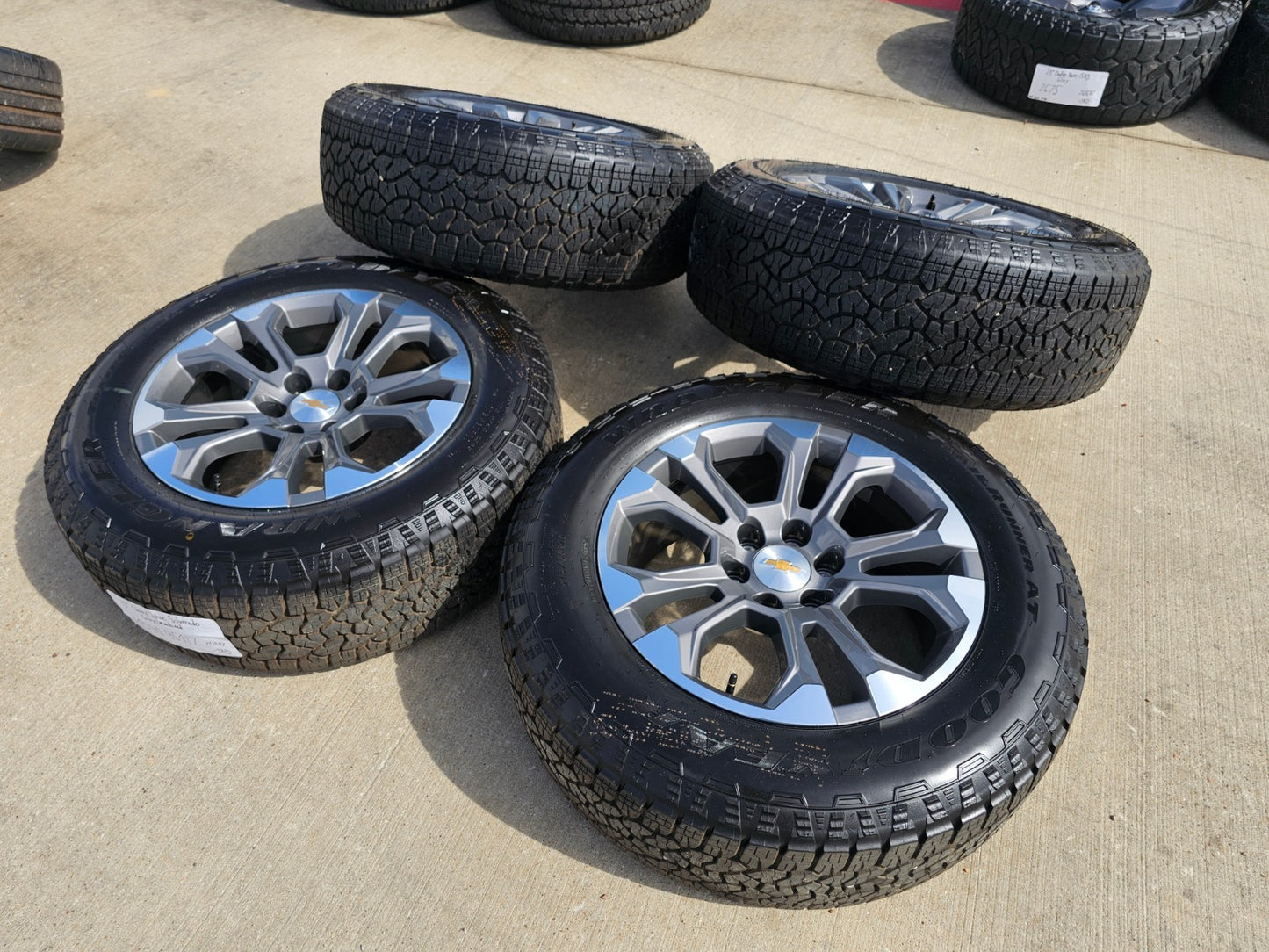20" Chevy Tahoe Silverado OEM 14090 95417 wheels rims tires SET GOODYEAR A/T NEW