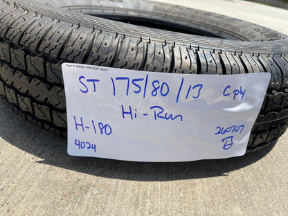 (1) 175/80/13 HI-RUN H-180 tire ST175/80D13 LT 6 ply LR C 91M trailer NEW