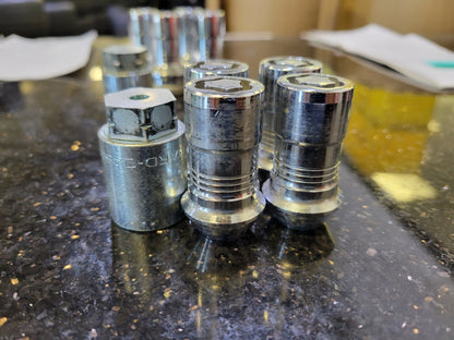 (4) 14x1.5 OEM Ford lug nut locks nuts polished key F-150 Expedition Bronco