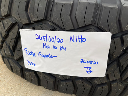 (1) 265/60/20 Nitto Ridge Grappler R/T tire 112T 265/60R20 NEW