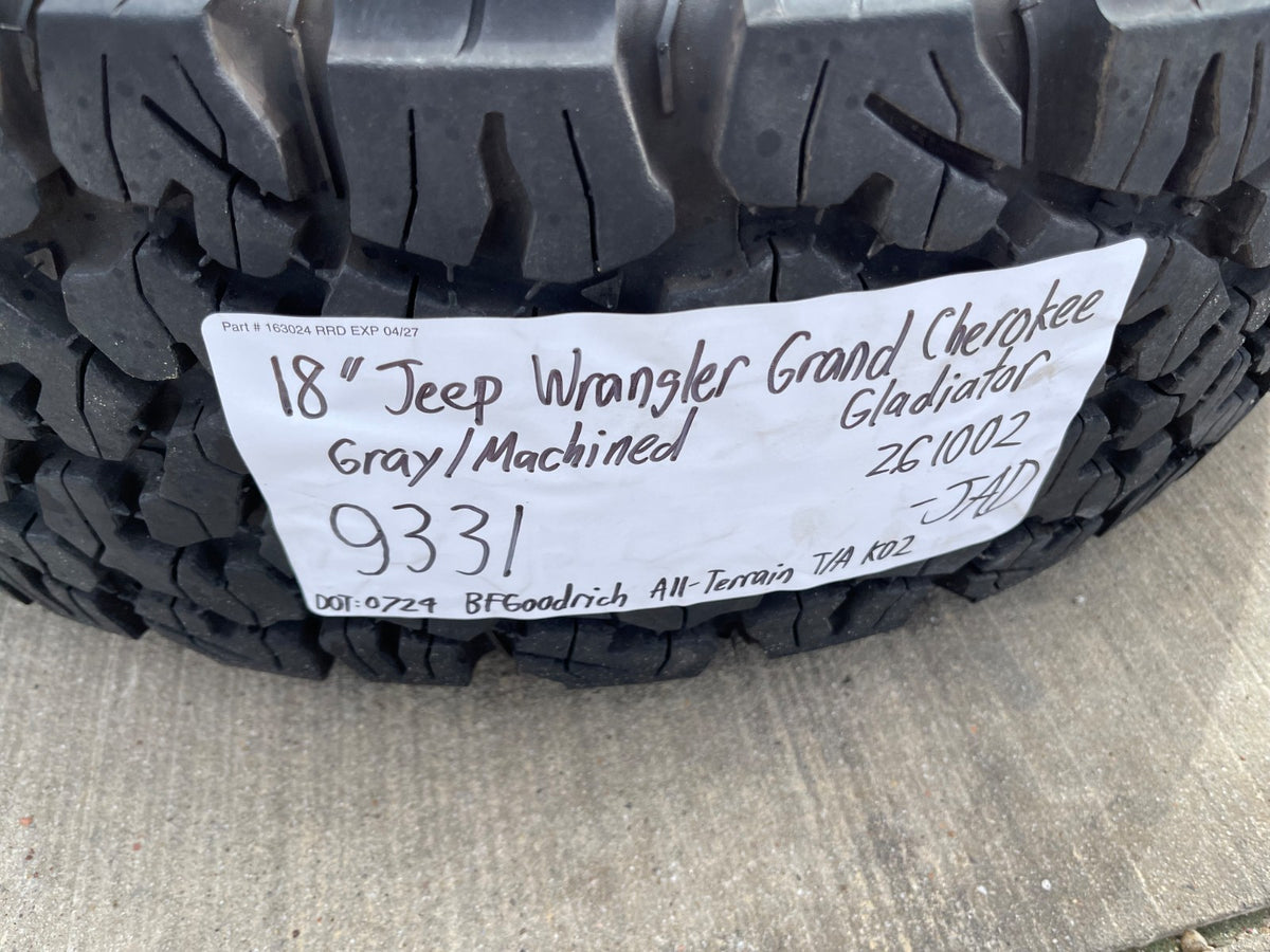 18" Jeep Wrangler Grand Cherokee Gladiator OEM 9331 wheels rims BFG KO2 A/T NEW