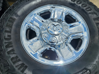 18" Dodge Ram 2500 3500 STEEL chrome OEM 2473 wheels rims GOODYEAR 35"