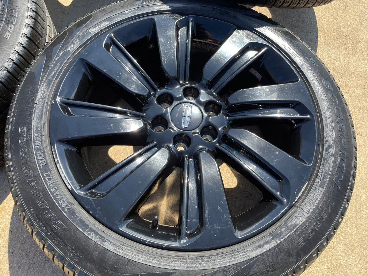 22" Lincoln Navigator OEM rims wheels Black Label 95384 10496 tires PIRELLI SET