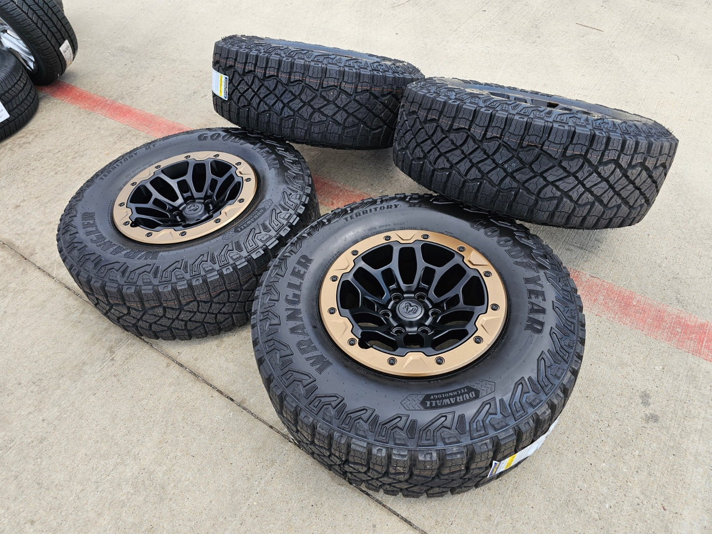 18" Dodge Ram 1500 TRX Beadlock OEM bronze RHO wheels rims 2735 tires 35" NEW