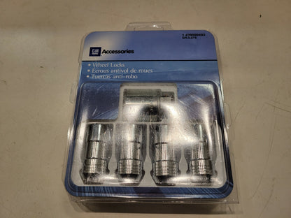 (4) 14x1.5 OEM GM lug nut locks polished key Chevy Silverado 1500 GMC Cadillac