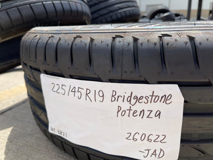 (4) 225/45/19 Bridgestone Potenza S001 RFT tires 225/45R19 92W BRAND NEW!