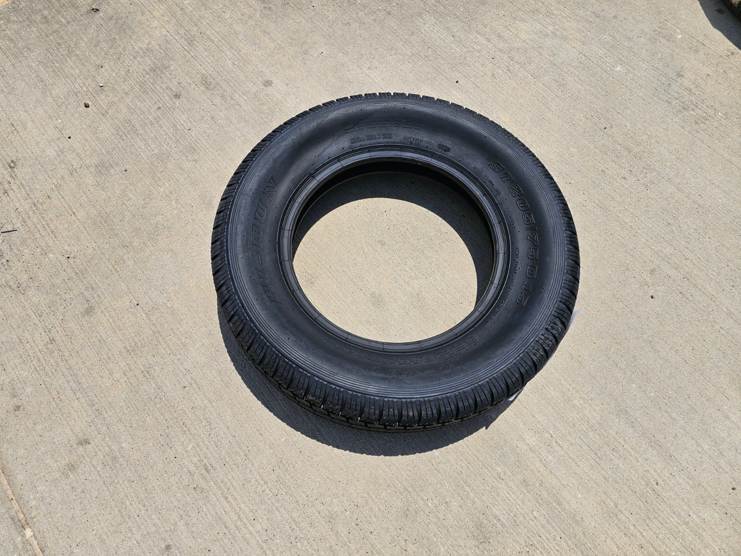 (1) 205/75/15 HI-RUN H-180 tire ST 205/75R15 LT 6 ply LR C 101M trailer NEW