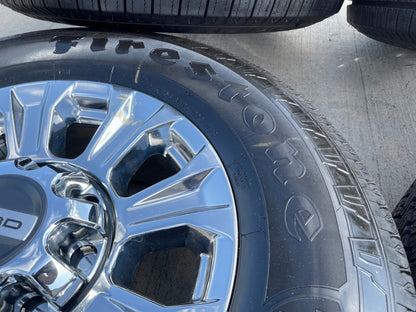 18" Ford F-250 F-350 LARIAT OEM CHROME rims wheels SET 10097 tires FIRESTONE
