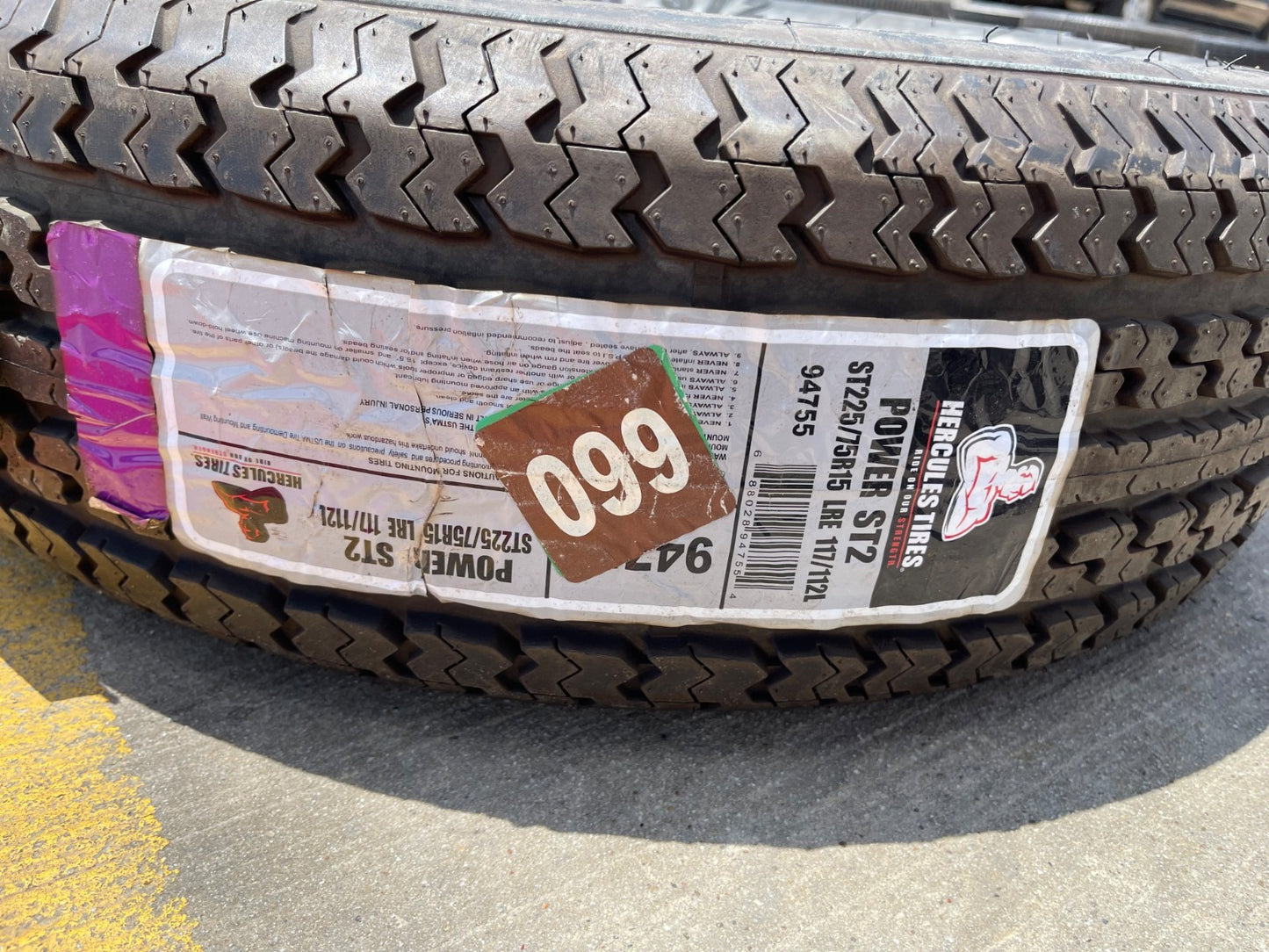 (1) 225/75/15 Hercules Power ST2 tire 225/75R15 LT 10 ply LR E 112L trailer NEW