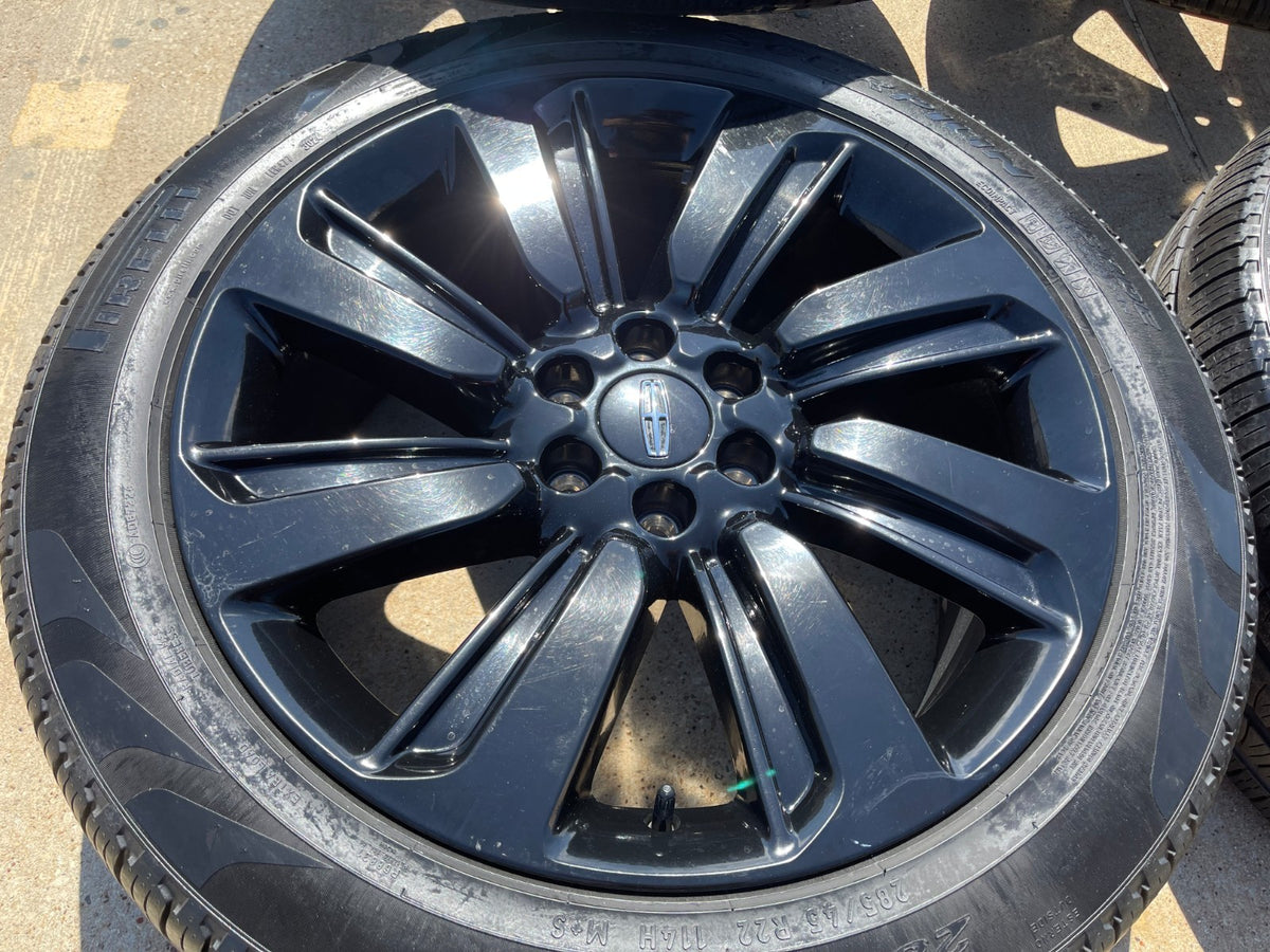 22" Lincoln Navigator OEM rims wheels Black Label 95384 10496 tires PIRELLI SET