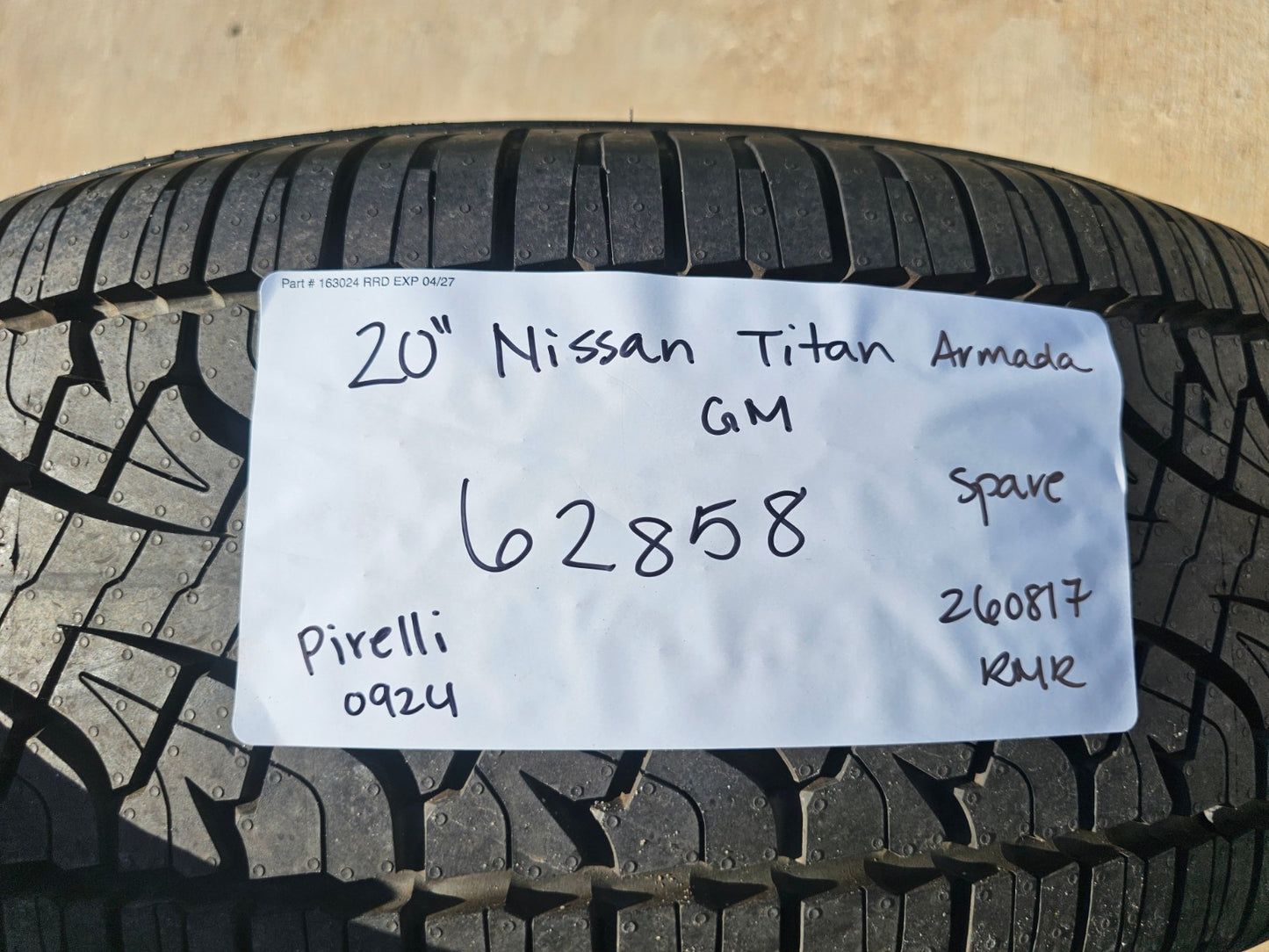 (1) 20" Nissan Titan Armada Infiniti QX80 OEM 62858 wheel rim 2024 2025 2026