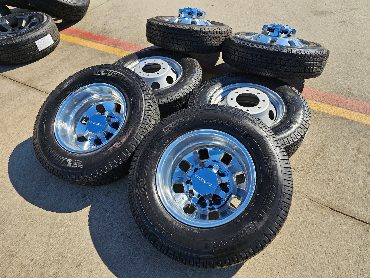 18" GMC Sierra 3500 DENALI Dually rims wheels OEM 14127 14129 8x210 MICHELIN NEW