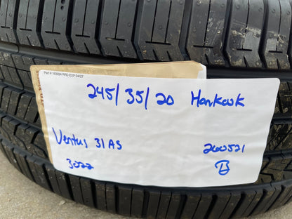 (1) 245/35/20 Hankook Ventus S1 A/S tire 245/35r20 95Y M+S NEW