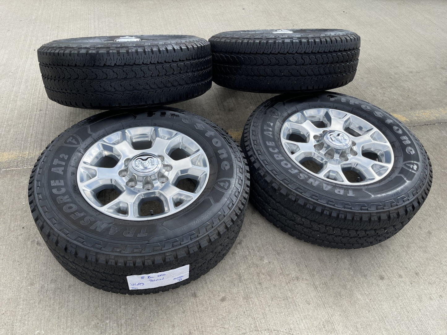18" Ram 2500 3500 Laramie Power Wagon OEM wheels rims 2693 tires FIRESTONE A/T2