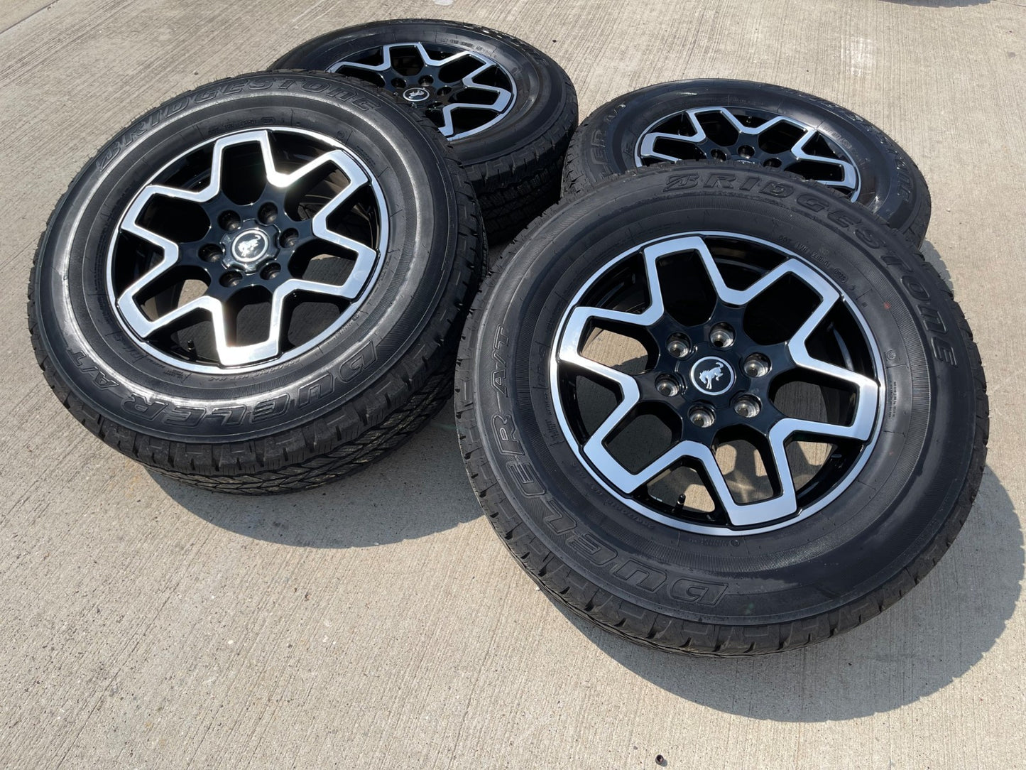 18" Ford Bronco wheels rims black 95213 Ranger SET BRIDGESTONE DUELER A/T NEW
