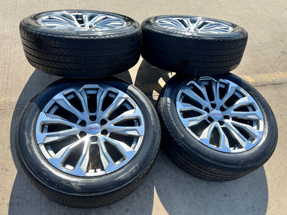 22" GMC Yukon Sierra DENALI OEM wheels rims 14025 97000 tires BRIDGESTONE