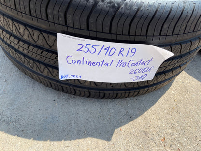 (4) 255/40/19 Continental Contipro Contact RX 96W M+S SL 255/40R19 tires NEW