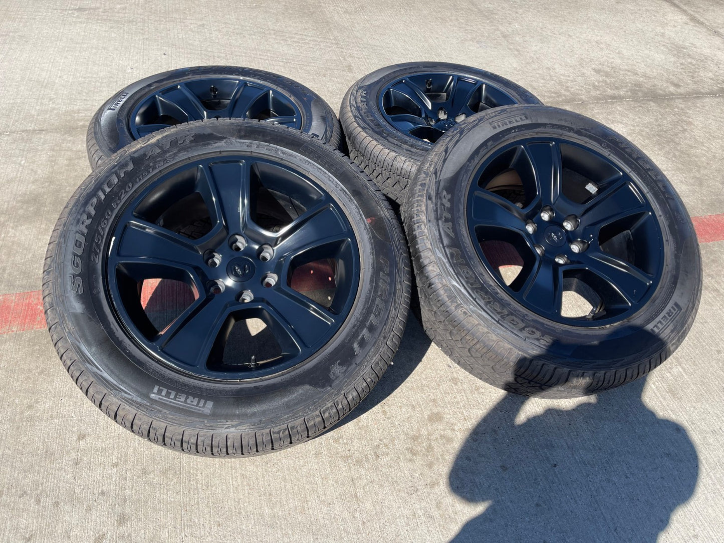 20" Dodge Ram 1500 OEM LIMITED Black 2676 2723 wheels rims PIRELLI A/TR