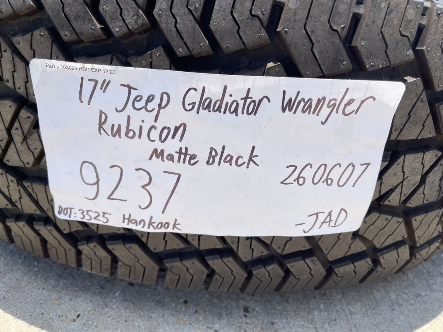 17" Jeep Wrangler SPORT OEM wheels rims tires 9237 SET black HANKOOK A/T2 NEW