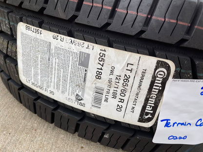 (1) 265/60/20 Continental Terrain Contact H/T OWL tire 118R LT 10 PLY LRE NEW