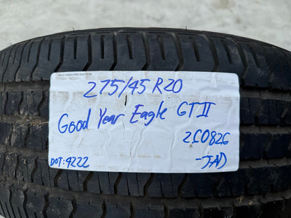 (1) 275/45/20 Goodyear Eagle GT2 tire 106V 275/45R20