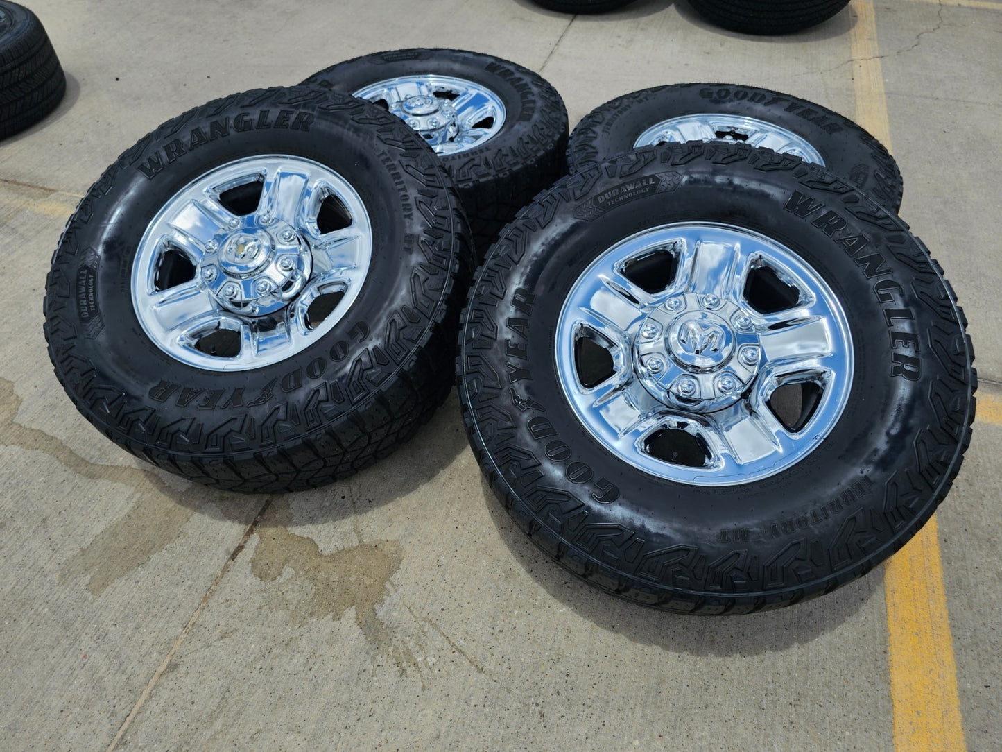 18" Dodge Ram 2500 3500 STEEL chrome OEM 2473 wheels rims GOODYEAR 35"