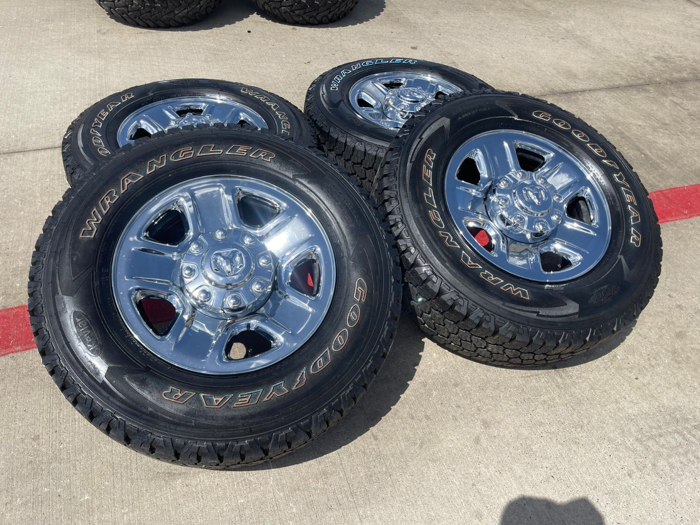18" Dodge Ram 2500 3500 STEEL chrome OEM 2473 wheels rims SET GOODYEAR A/T NEW
