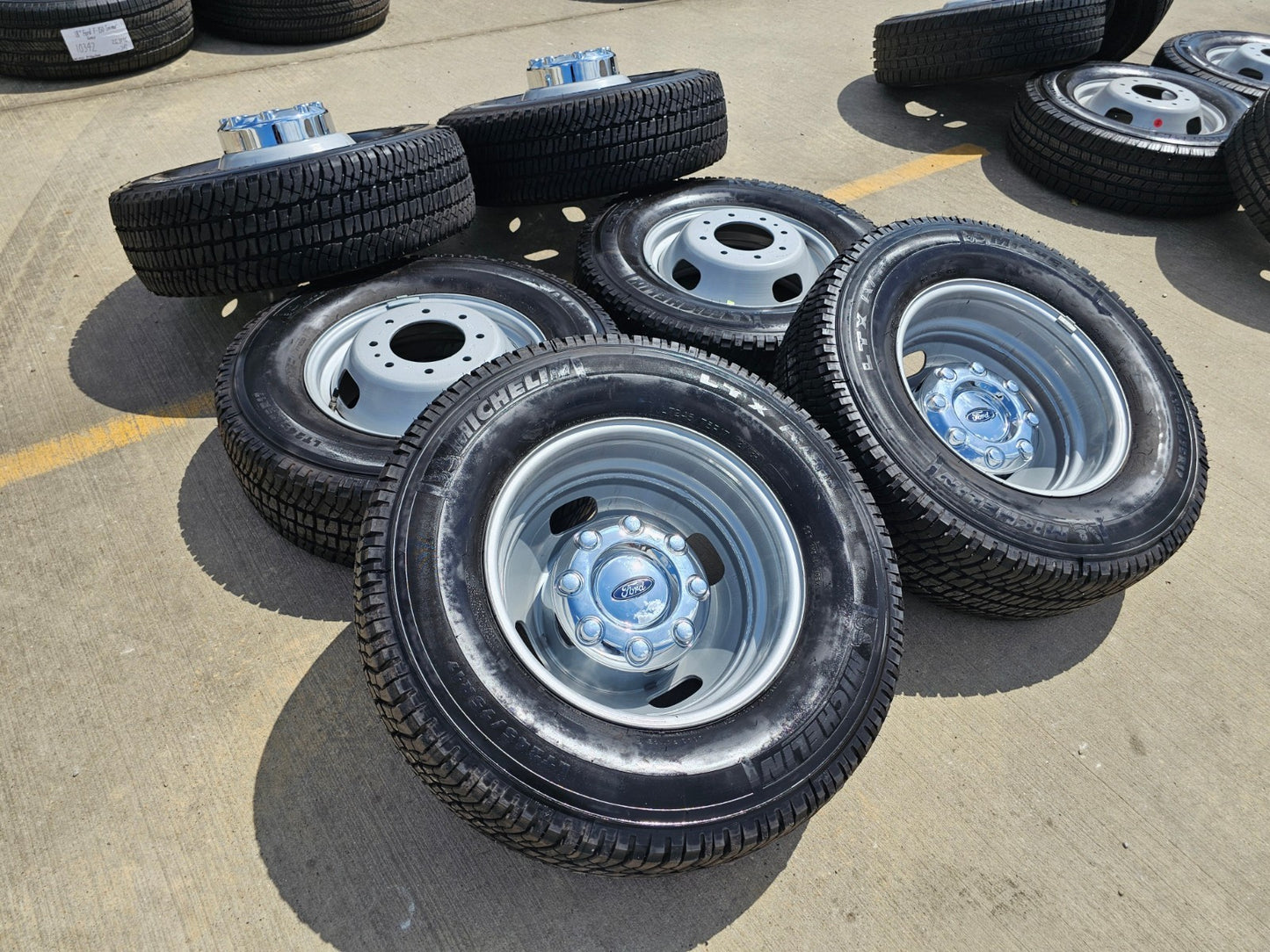 (6) 17" Ford F-350 Dually OEM rims wheels 3615 99016 tires SET MICHELIN A/T2 NEW