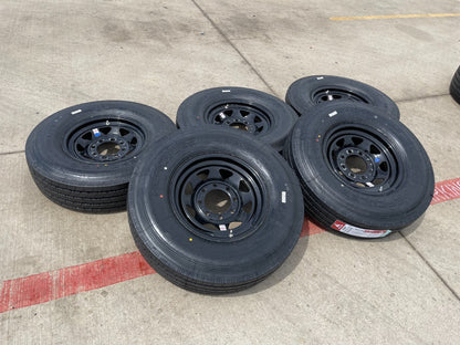 (1) 16x6 16" Dexstar Steel Trailer Gloss Black wheel rim tire 14 PLY 8x6.5 NEW