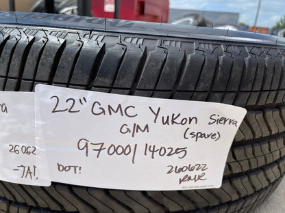 22" GMC Yukon Sierra DENALI OEM wheel rim 14025 97000 tire (1) spare BRIDGESTONE