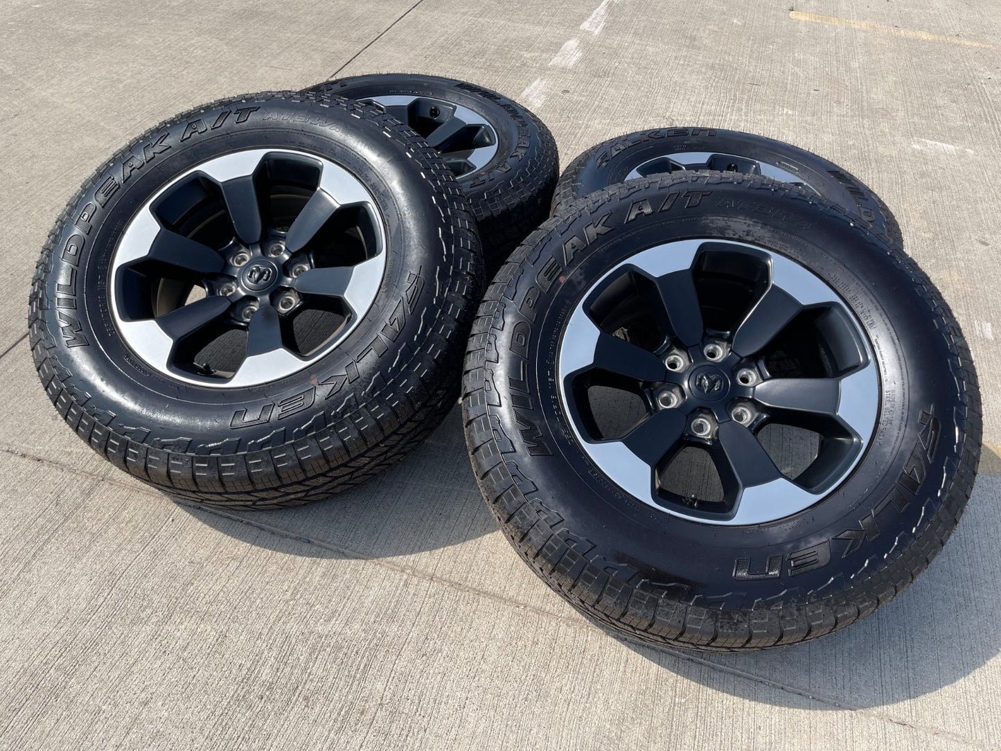 18" Dodge Ram 1500 Rebel Black OEM wheels rims 2671 tires FALKEN A/T3 NEW