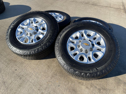 18" Chevy Silverado 2500 3500 OEM 5959 wheels rims MICHELIN DEFENDER LTX M/S2