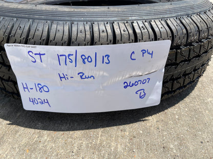 (1) 175/80/13 HI-RUN H-180 tire ST175/80D13 LT 6 ply LR C 91M trailer NEW