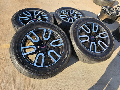 20" GMC Sierra Yukon Chevy OEM black 5914 5918 wheels rims tires A/T