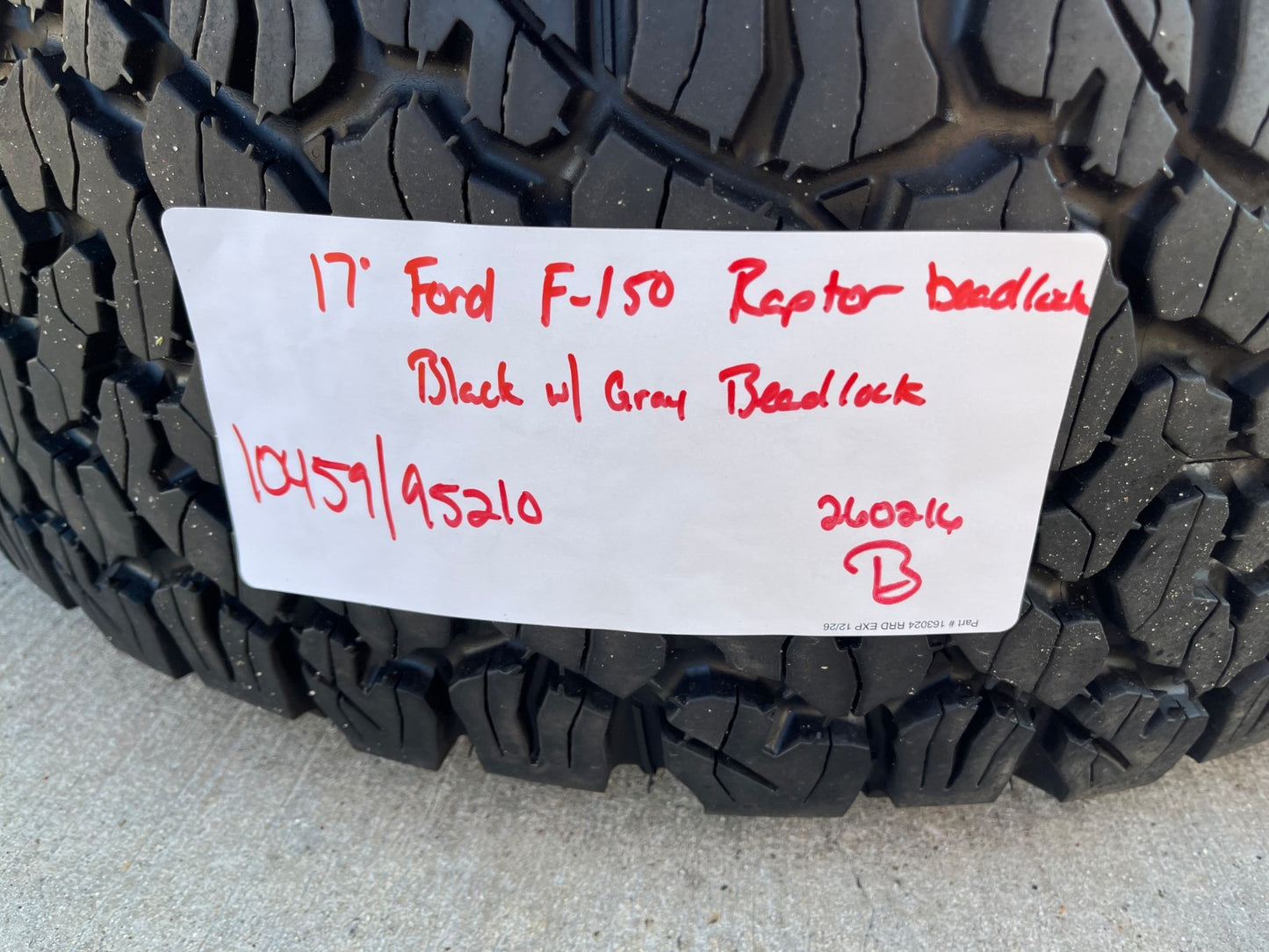 17" Ford F-150 Raptor OEM BEADLOCK rims wheels SET 10459 95210 BFG KO2 tires