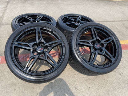 19" + 20" Chevy Corvette C8 OEM 14007 14008 wheels rims BLACK TPMS MICHELIN