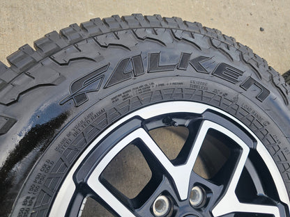 17" Jeep Wrangler Rubicon OEM 95730 9327 wheels rims Gladiator FALKEN A/T 33 NEW