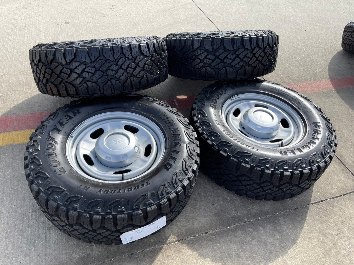 17" Ford F-250 F-350 OEM 3828 wheels rims tires GOODYEAR TERRITORY R/T 33" NEW
