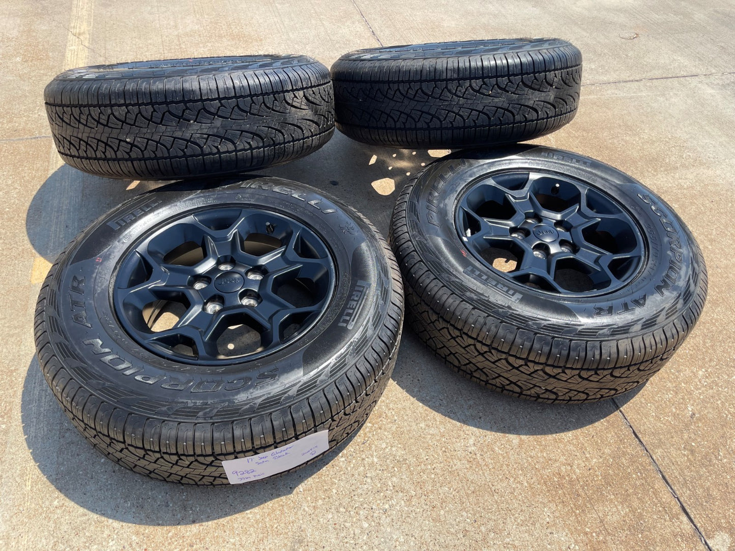 17" Jeep Wrangler Rubicon OEM wheels rims Gladiator 96832 9282 PIRELLI A/T NEW