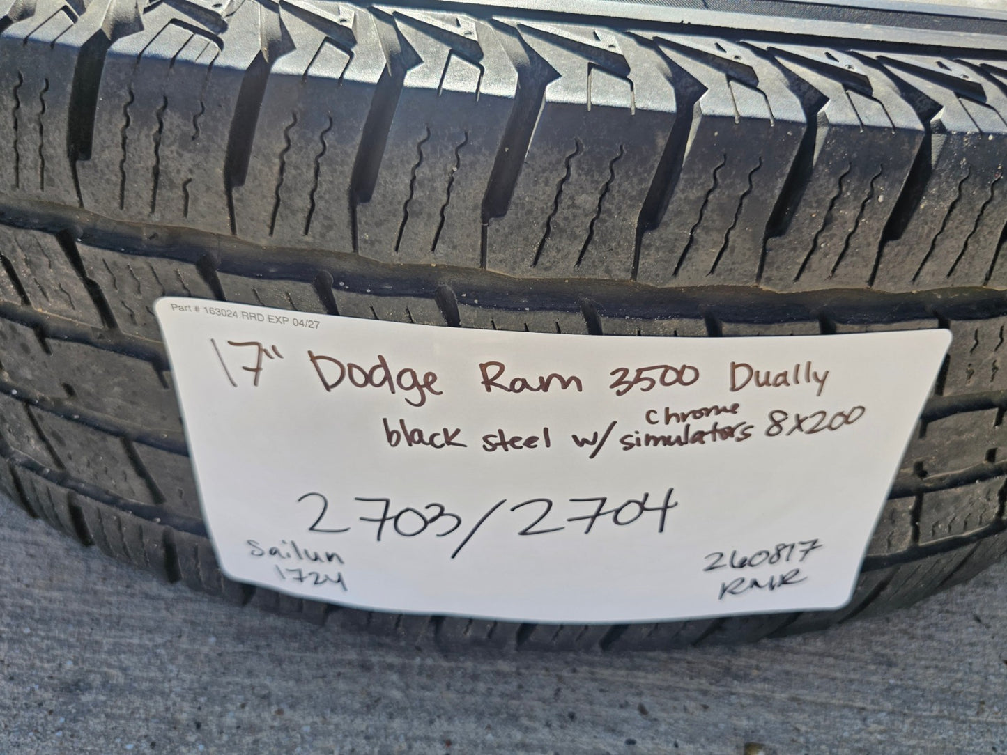 17" Dodge Ram 3500 Dually Laramie 8x200 wheels rims 2703 2704 OEM SET DISCOUNTED