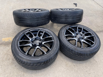 18x8 18" Lorenzo WL036 wheels rims tires 5x4.5 5x114.3 Camry Accord Mustang