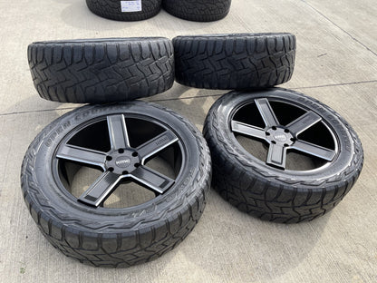 22x9 22" KMC Duece KM702 Chevy Silverado RAM wheels rims 6x139 6x5.5 tires TOYO