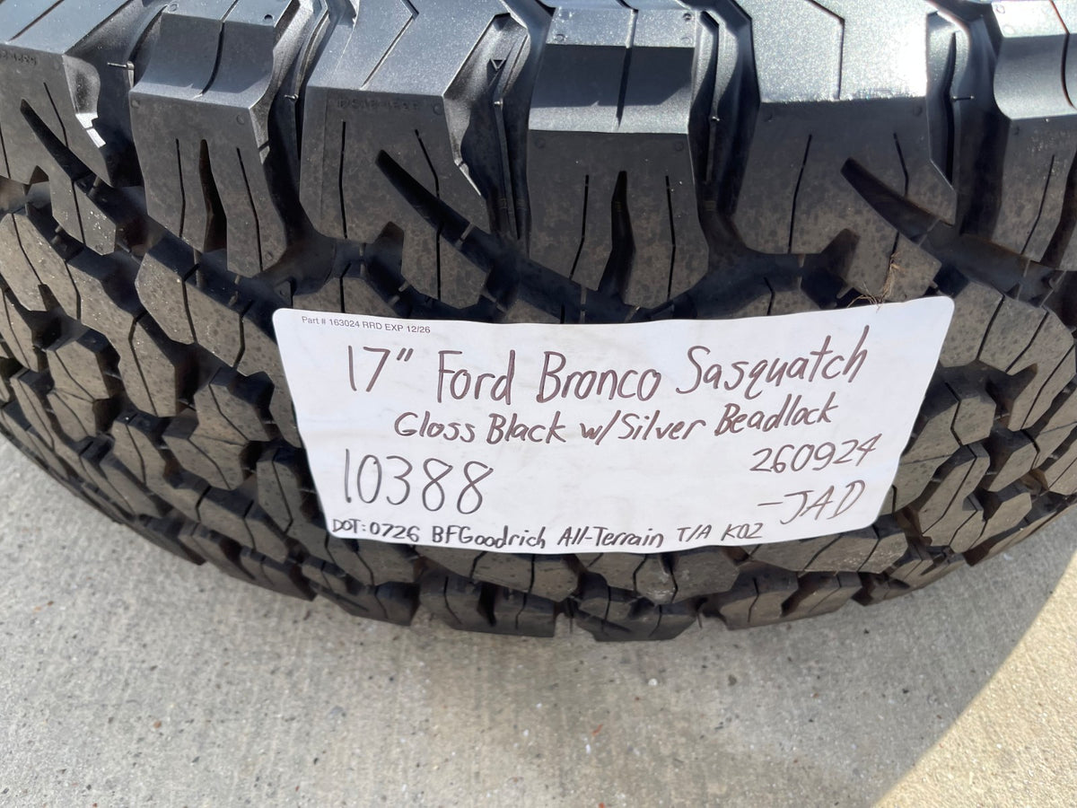 17" Ford Bronco SASQUATCH wheels rims BEADLOCK 10388 Ranger BFG KO2 A/T 37" SET