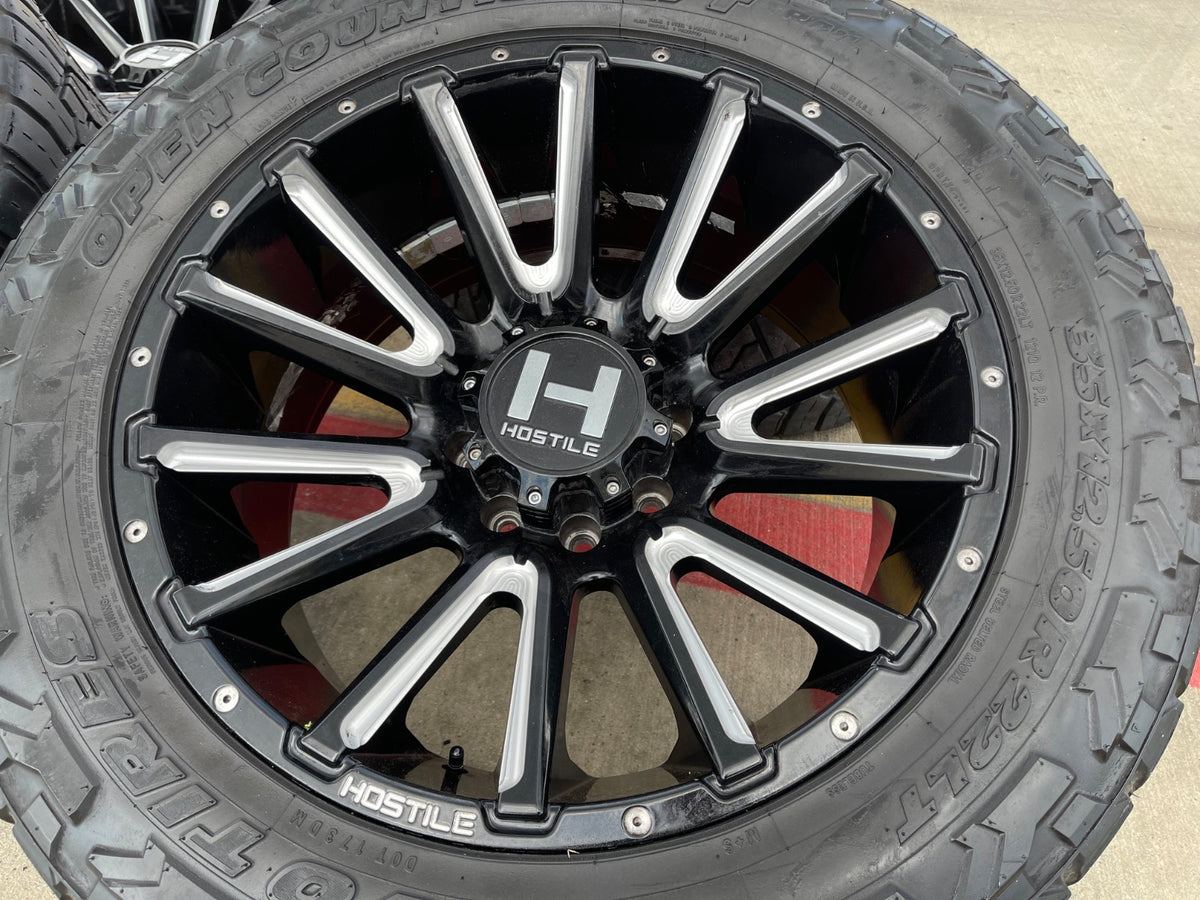 22x10 22" Hostile H123 Typhoon wheels rims 8x165 8x6.5 Chevy GMC Ram 2500 3500